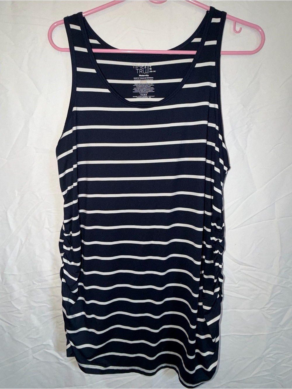 Time and Tru Navy and White Striped maternity Tank